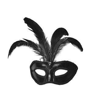 Siyah Renk Parlak Deri Kaplı Parti Maskesi