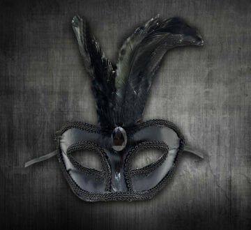 Siyah Renk Parlak Deri Kaplı Parti Maskesi