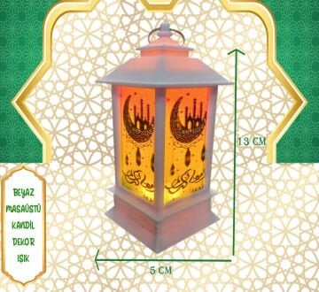 LED Işıklı Masa Üstü Beyaz Renk Kandil Işık