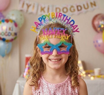 Happy Birthday Gözlük Taç Set Renkli