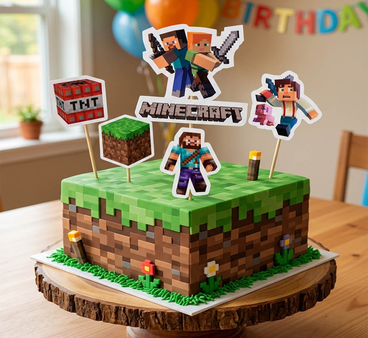 Minecraft Temalı Pasta Süsleri