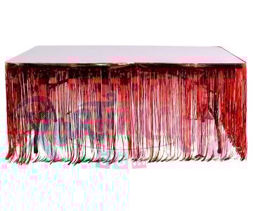 Kırmızı Parlak Masa Eteği