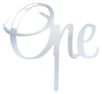 Gümüş One Yazılı 1 Yaş Partisi Pasta Süsü