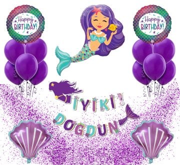 Deniz Kızı Doğum Günü Balon Seti