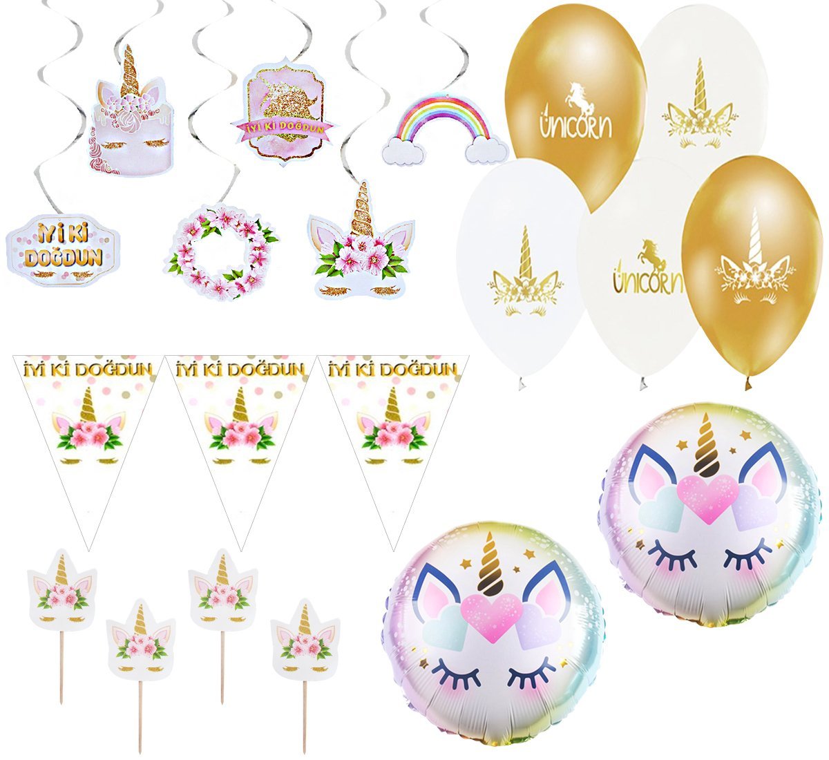 Unicorn Doğum Günü Süsleme Seti