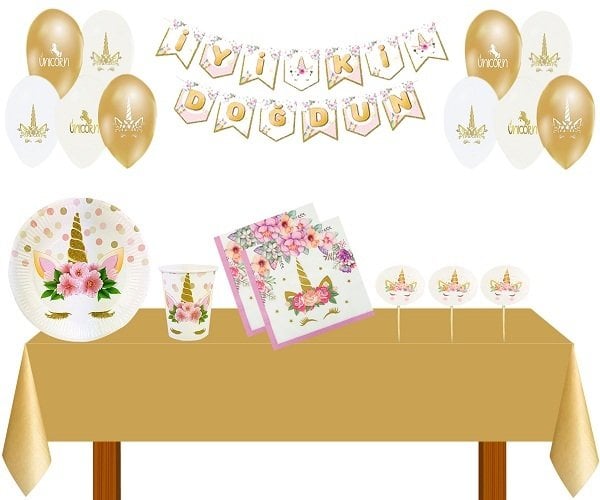 Unicorn Doğum Günü Partisi Set 8 Kişilik