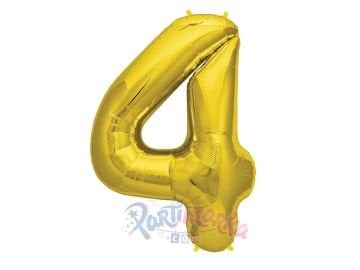 4 Rakamı Altın Renk Folyo Balonu 75 cm
