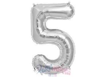 5 Yaş Doğum Günü Gümüş Folyo Balon 75 cm