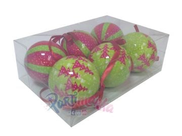 Çam Ağacı Desenli Yılbaşı Süsleri 6 Adet