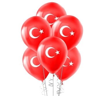 Ay Yıldız Türk Bayrağı Baskılı Balonlar