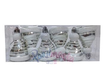 Çam Ağacı Yılbaşı Süsü Çan Figürlü Gümüş