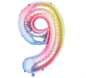Gökkuşağı Renkli 9 Rakamı Folyo Balon