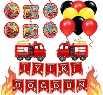 İtfaiye Temalı Doğum Günü Süsleme Seti