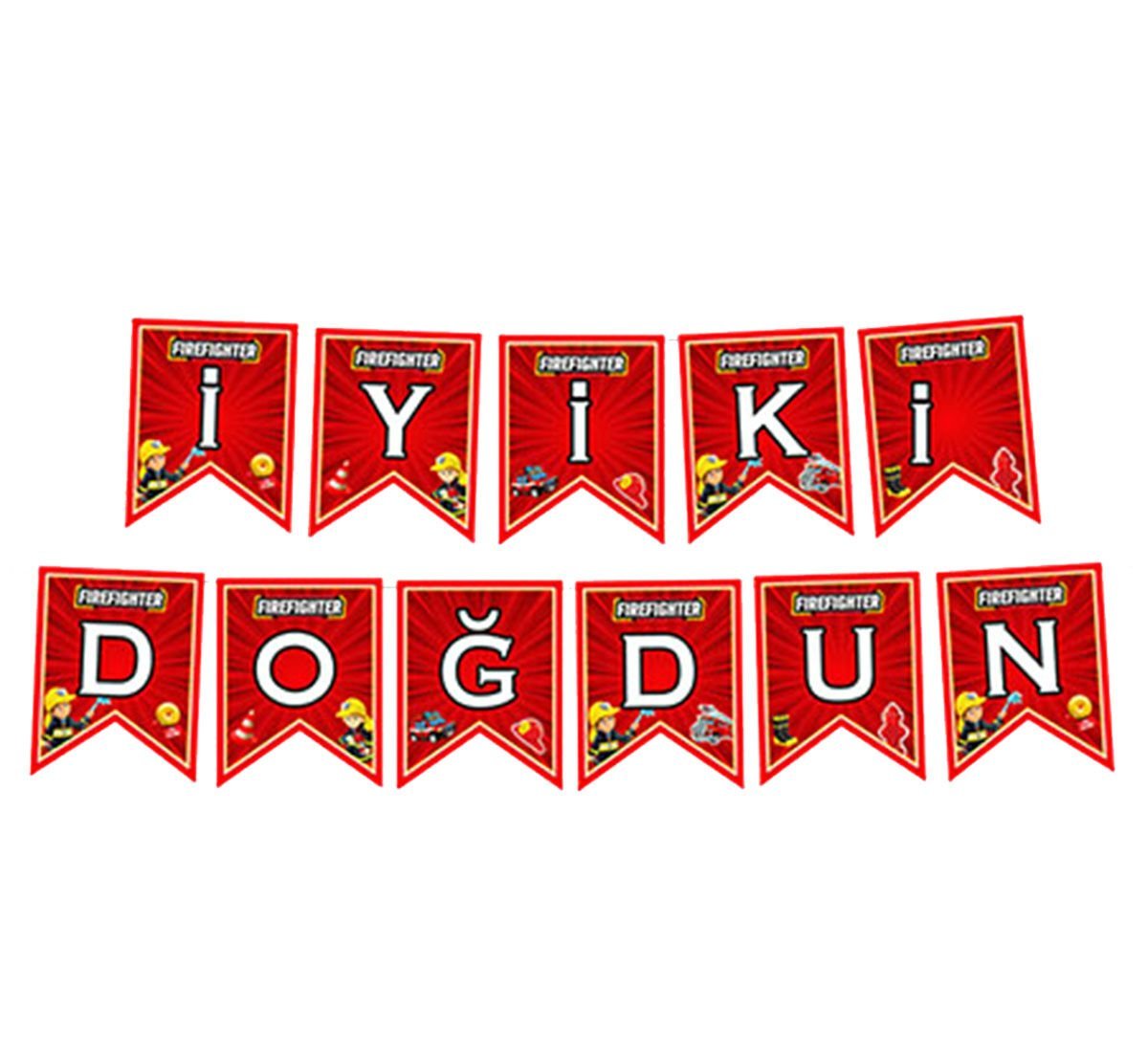 İtfaiye Konseptli İyi ki Doğdun Yazısı