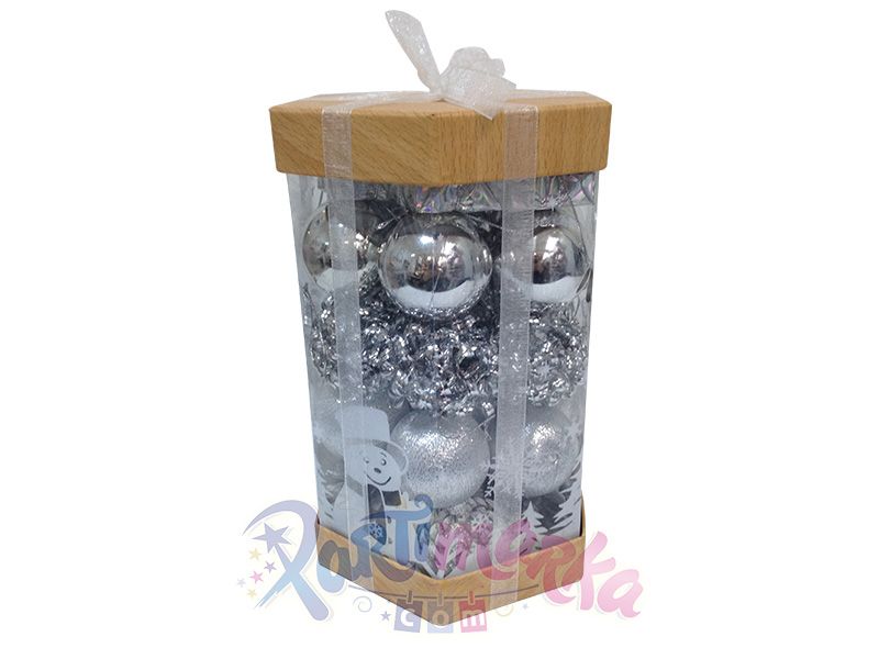 Yılbaşı Süsleme Seti Gümüş Renk 35 li